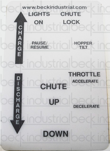 Rear Control Box Placard with Hopper Tilt