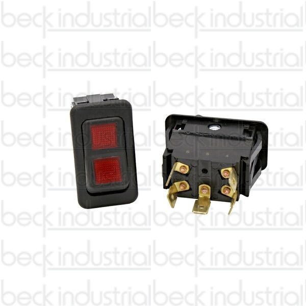 Rocker Switch Double Red Lense 1-5/8"