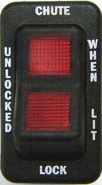 Rocker Switch, Chute Lock, 2 Lights, 1-5/8" (W/Engraving)