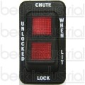 Rocker Switch, Chute Lock, 2 Lights, 1-5/8" (W/Engraving)